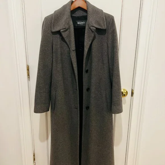 Vintage Regency Pure Cashmere Gray Long Coat Size US 8 / Medium - Picture 2 of 16